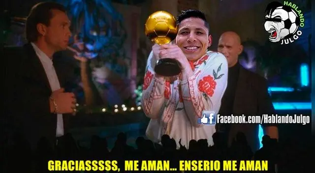 Raúl Ruidíaz y sus viertidos memes en Facebook por su coronación en el Balón de Oro de la Liga MX. Fuente: Facebook