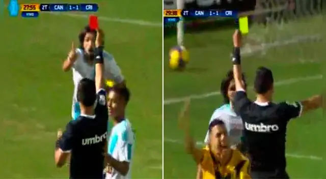 En el Sporting Cristal vs. Cantolao, el árbitro expulsó a Jorge Cazulo, pero después se arrepintió. En el Sporting Cristal vs. Cantolao, el árbitro expulsó a Jorge Cazulo, pero después se arrepintió.