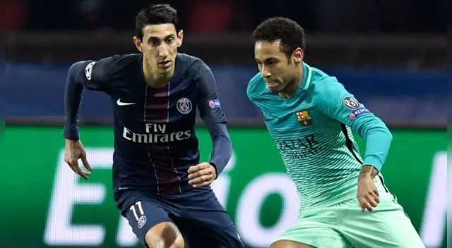 Ángel di María y Neymar durante un PSG-Barcelona.