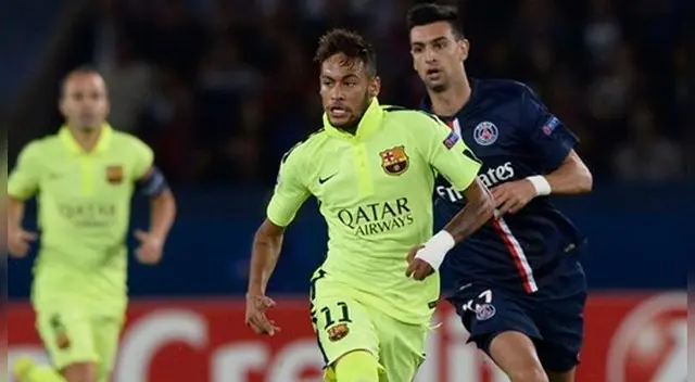 Neymar y Javier Pastore durante un PSG-Barcelona.