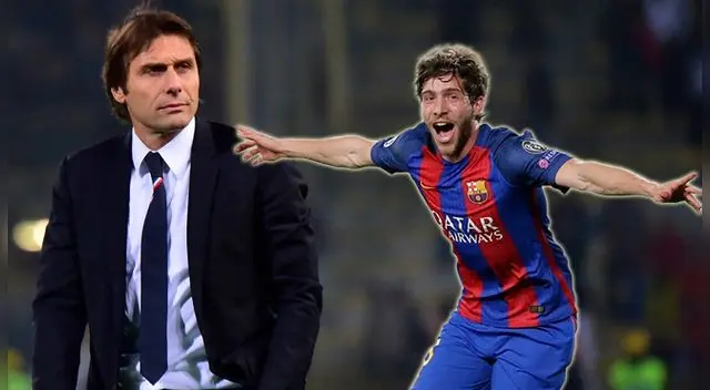 Antonio Conte y Sergi Roberto.
