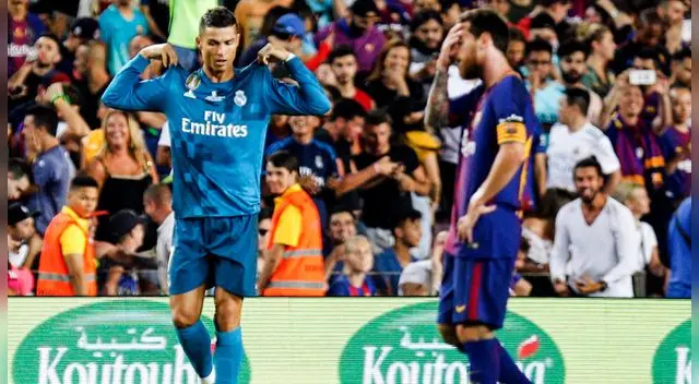 Cristiano Ronaldo celebra mientras Lionel Messi se lamenta.