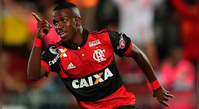 Vinicius Jr celebra un gol con el Flamengo en la Copa Sudamericana. Vinicius Jr celebra un gol con el Flamengo en la Copa Sudamericana.