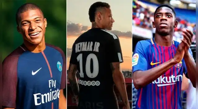 Kylian Mbappé, Neymar y Ousmane Dembélé.