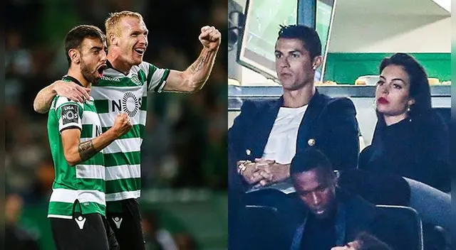 Jeremy Mathieu celebra en el campo y Cristiano Ronaldo goza en la tribuna. Jeremy Mathieu celebra en el campo y Cristiano Ronaldo goza en la tribuna.