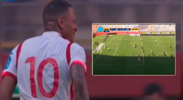 Alexi Gómez celebra su golazo con Universitario.