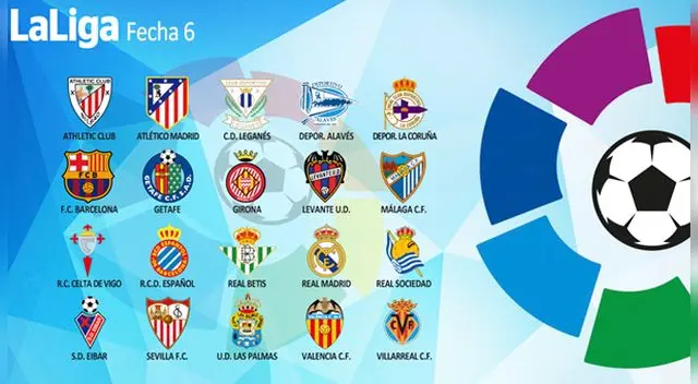 Programación, día, hora y canal de la fecha 6 de la Liga Santander. Programación, día, hora y canal de la fecha 6 de la Liga Santander.