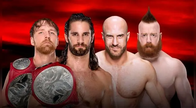 En WWE No Mercy, Dean Ambrose & Seth Rollins vs. Cesaro & Sheamus por los Campeonatos por parejas de Raw. Foto: WWE