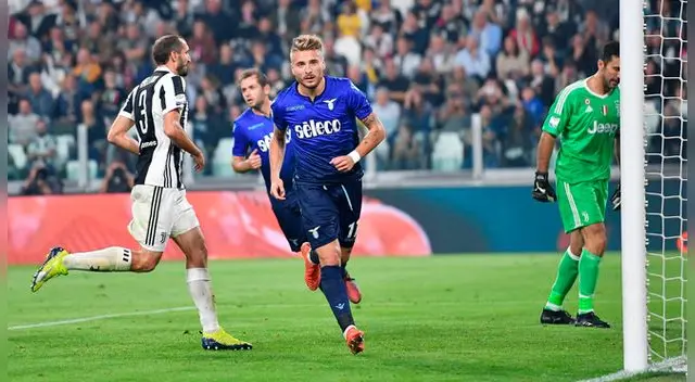 Ciro Immobile celebra uno de sus goles con la Lazio a la Juventus. Ciro Immobile celebra uno de sus goles con la Lazio a la Juventus.