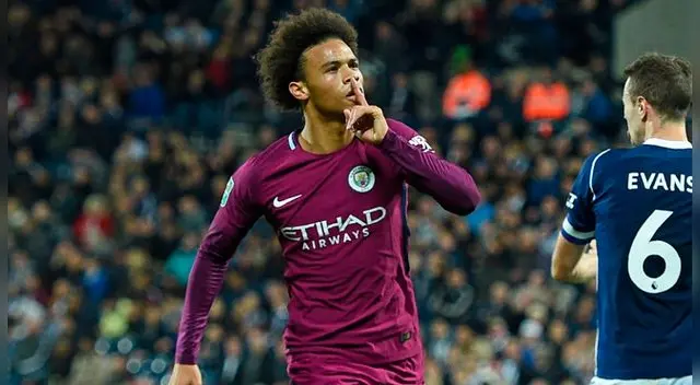 Leroy Sané celebra el 1-0 del Manchester City ante el West Bromwich Albion.