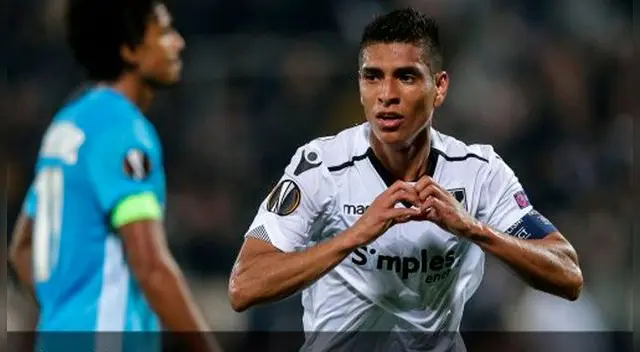 Paolo Hurtado celebra su gol triunfal ante el Olympique de Marsella.