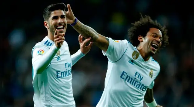 Marco Asensio y Marcelo celebran el 2-0 del Real Madrid ante Las Palmas. Marco Asensio y Marcelo celebran el 2-0 del Real Madrid ante Las Palmas.