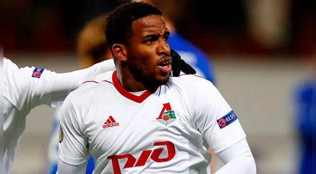 Jefferson Farfán celebra su gol con el Lokomotiv Moscú ante Copenhague.