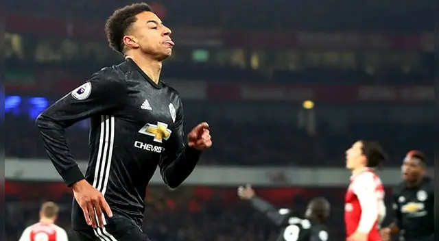 Jesse Lingard celebra su gol con el Manchester United ante el Arsenal.