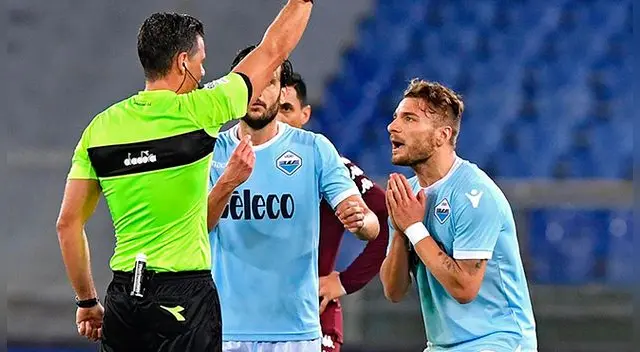 Piero Giacomelli expulsa a Ciro Immobile. Piero Giacomelli expulsa a Ciro Immobile.