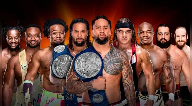 En WWE Clash of Champions 2017, The Usos vs. Chad Gable & Shelton Benjamin vs. The New Day vs. Rusev & Aiden English por el Campeonato de Parejas de SmackDown. Foto: WWE