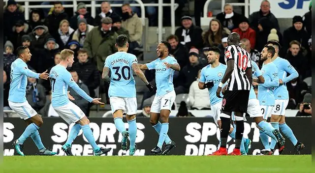 Raheem Sterling celebra el gol del Manchester City ante Newcastle. Raheem Sterling celebra el gol del Manchester City ante Newcastle.