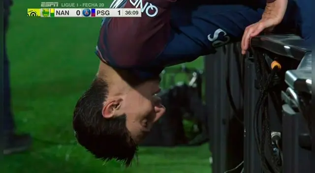 Ángel di María se lamenta de su ocasión fallada ante el Nantes.