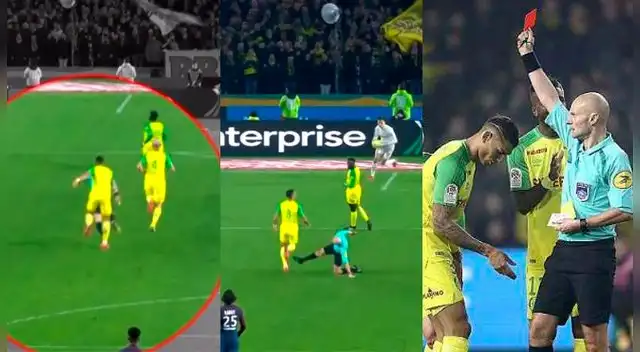 En el PSG vs. Nantes, árbitro expulsa a un jugador de una forma inexplicable.