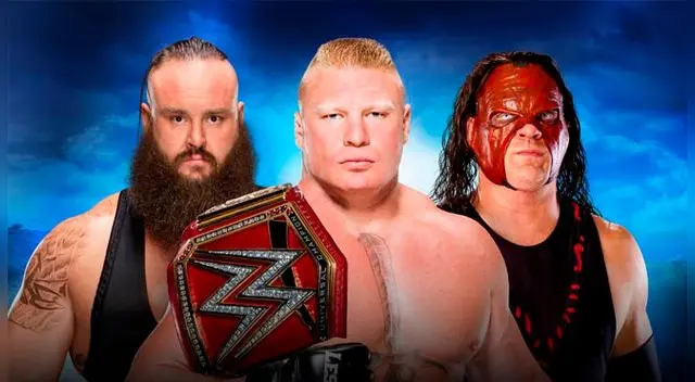 En el WWE Royal Rumble 2018, Brock Lesnar vs. Braun Strowman vs. Kane por el Campeonato Universal. Foto: WWE