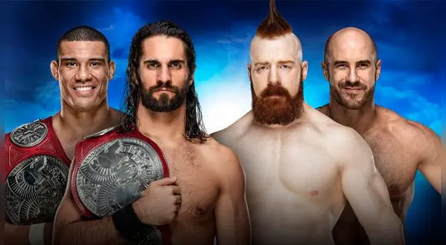 En el WWE Royal Rumble 2018, Seth Rollins & Jason Jordan vs. Cesaro & Sheamus, por el Campeonato en Parejas de Raw. Foto: WWE