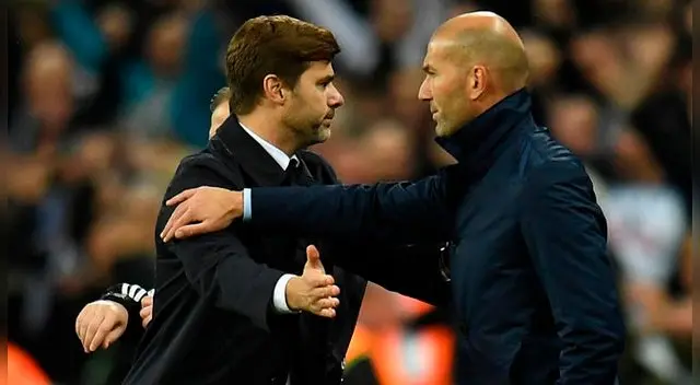 Mauricio Pochettino y Zinedine Zidane, durante el Real Madrid-Tottenham. Mauricio Pochettino y Zinedine Zidane, durante el Real Madrid-Tottenham.