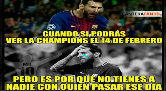 Champions League y San Valentín: los memes hilarantes por el día del fútbol y del amor. Foto: Difusión.
