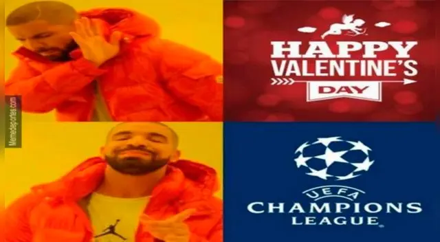 Champions League y San Valentín: los memes hilarantes por el día del fútbol y del amor. Foto: Difusión.