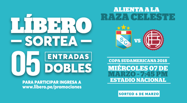 Líbero te regala entradas dobles para el Sporting Cristal vs. Lanús por Copa Sudamericana Líbero te regala entradas dobles para el Sporting Cristal vs. Lanús por Copa Sudamericana