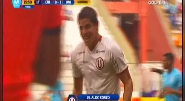 Aldo Corzo celebra su gol a Sporting Cristal.