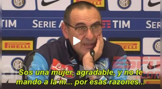 Lamentable respuesta del entrenador del Napoli. Foto: Captura / ESPN Lamentable respuesta del entrenador del Napoli. Foto: Captura / ESPN