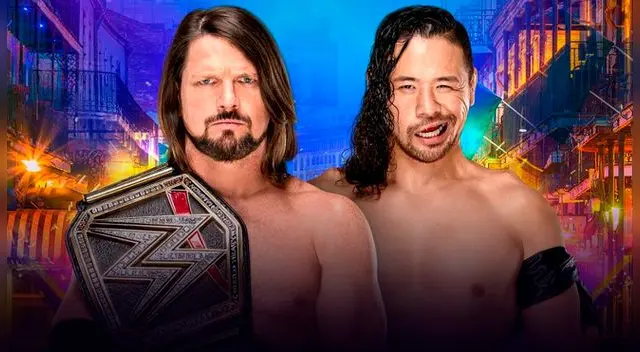 En WWE Wrestlemania 34, AJ Styles vs. Shinsuke Nakamura por el Campeón Mundial de la WWE. Foto: WWE