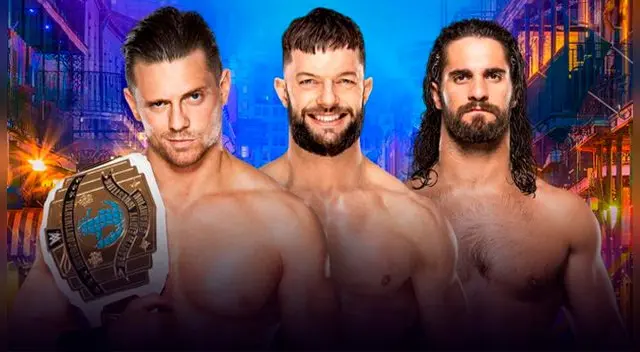 En WWE Wrestlemania 34, The Miz vs. Seth Rollins vs. Finn Bálor por el Campeonato Intercontinental. Foto: WWE