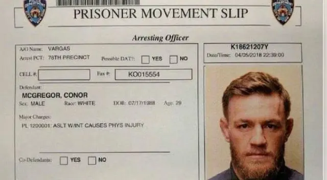 Conor McGregor fue liberado tras pagar una fianza de 50 mil dólares. Foto: UFC.com