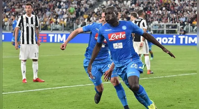 Koulibaly celebra el gol triunfal del Nápoli ante Juventus.