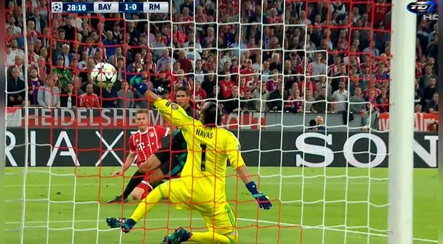 Kimmich vence a Navas con un remate dentro del área. Kimmich vence a Navas con un remate dentro del área.