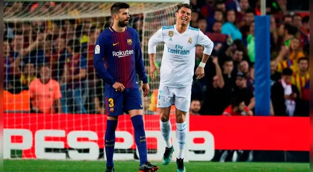 Cristiano Ronaldo sufrió un golpe de Gerard Piqué. 