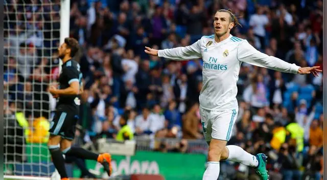 Gareth Bale celebra uno de sus goles al Celta. Gareth Bale celebra uno de sus goles al Celta.
