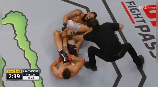 Claudio Puelles venció a Felipe Silva con una 'palanca de pierna'. Foto: UFC.com
