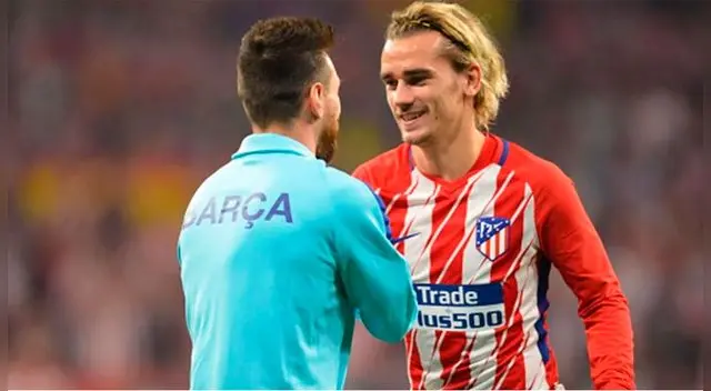 Lionel Messi y Antoine Griezmann en un efusivo saludo. Lionel Messi y Antoine Griezmann en un efusivo saludo.