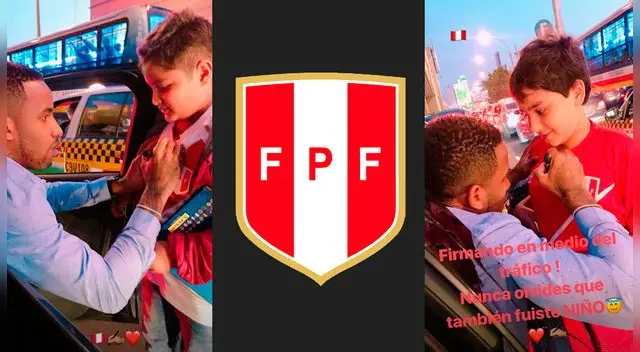 Jefferson Farfán vivió un momento de alegría con pequeños hinchas durante el tráfico. Fuente: Jefferson Farfán