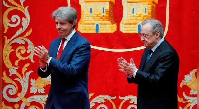 Ángel Garrido, presidente de la Comunidad de Madrid, y Florentino Pérez aplauden la proeza española Ángel Garrido, presidente de la Comunidad de Madrid, y Florentino Pérez aplauden la proeza española