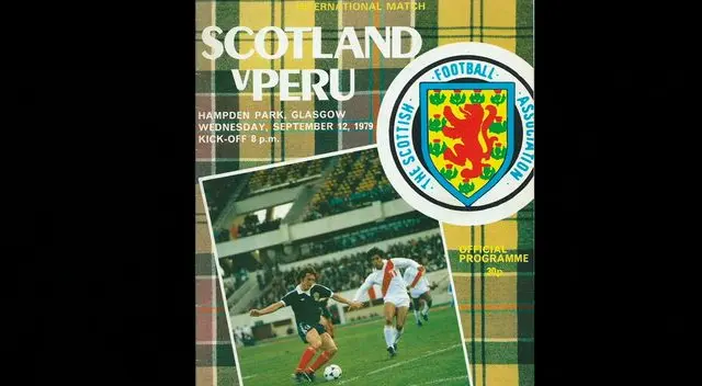 Afiche del amistoso entre Escocia y Perú jugado en Glasgow en 1979