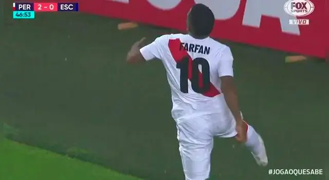 Jefferson Farfán puso el 2-0 de Perú ante Escocia en el Estadio Nacional. Foto: Captura Jefferson Farfán puso el 2-0 de Perú ante Escocia en el Estadio Nacional. Foto: Captura