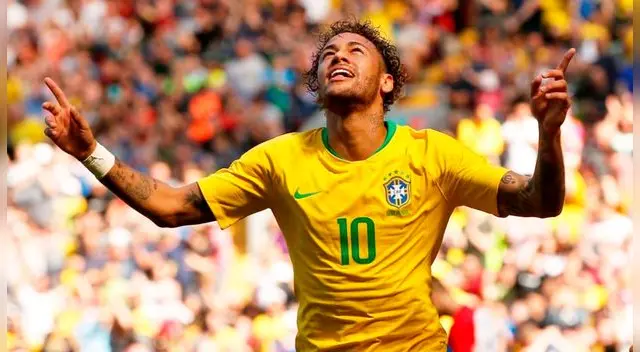 Neymar celebrando su golazo en el partido entre las selecciones de Brasil y Croacia
