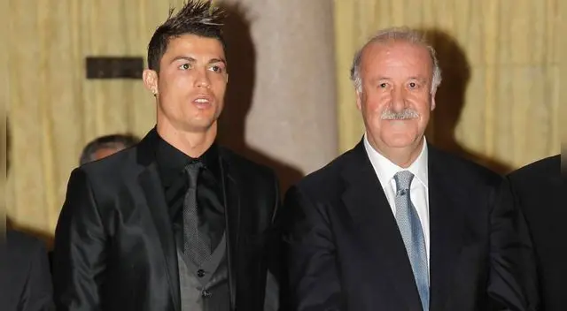Cristiano Ronaldo y Vicente Del Bosque, dos históricos del Real Madrid. 