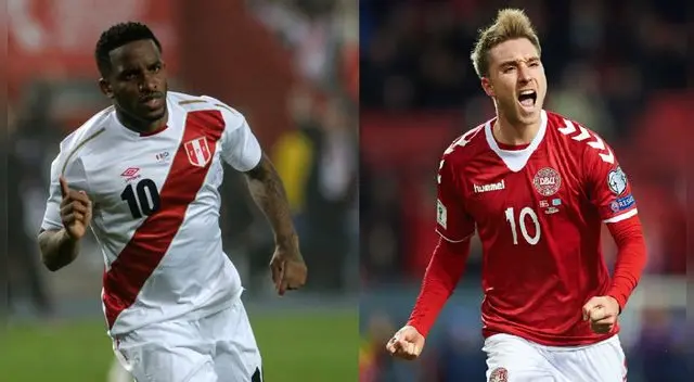 Jefferson Farfán (Perú) y Christian Eriksen (Dinamarca) son las estrellas del partido del Mundial de Rusia 2018. Foto: Agencias