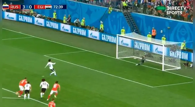 Mohamed Salah anotó un golazo de penal en el Rusia vs. Egipto. Mohamed Salah anotó un golazo de penal en el Rusia vs. Egipto.