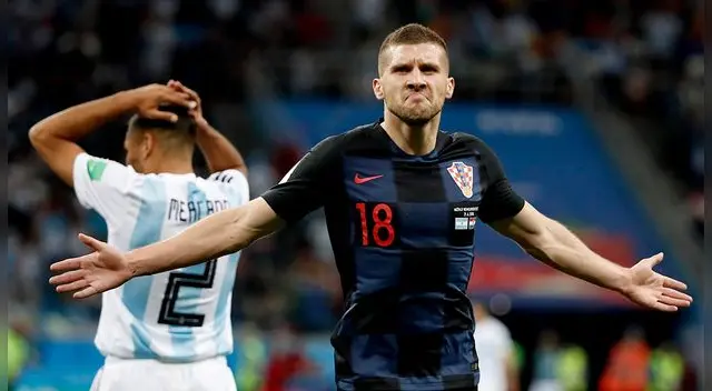 Ante Rebic celebra su gol a Argentina en el Mundial Rusia 2018. Ante Rebic celebra su gol a Argentina en el Mundial Rusia 2018.