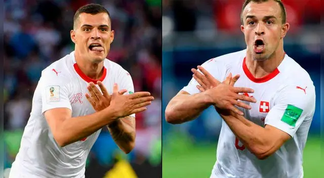 Xhaka y Shaqiri habían festejado ayer sus goles ante Serbia realizando un gesto de doble águila con sus manos Xhaka y Shaqiri habían festejado ayer sus goles ante Serbia realizando un gesto de doble águila con sus manos